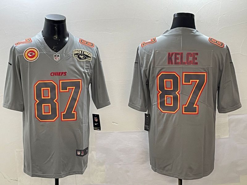 Men Kansas City Chiefs #87 Kelce Grey 2025 Nike Vapor Limited NFL Jersey style 2106